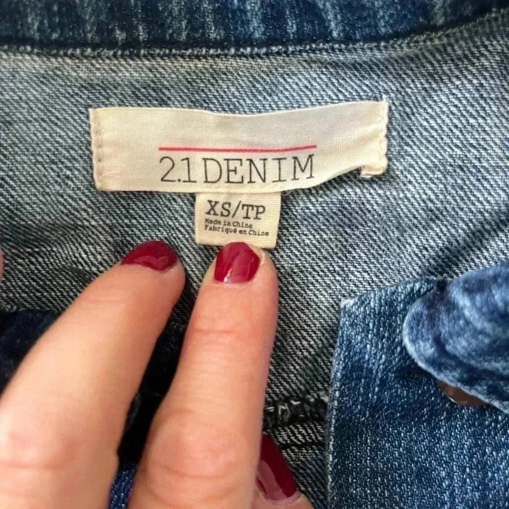 y2k forever 21 Denim waistcoat vest Western Boho Cottage Core coastal cowgirl XS - Picture 6 of 9